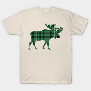 Green Plaid Moose T-Shirt